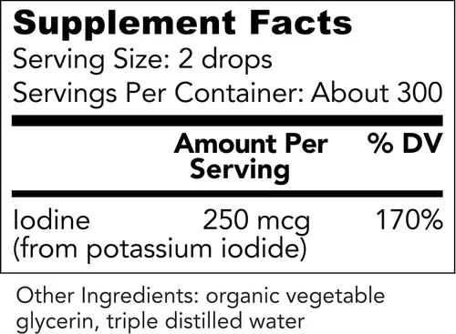 Miniatura 5 de USDA - Suplemento líquido orgánico de yoduro de potasio de 250 mcg (suministro para 6 meses) - 0.253% de yodo elemental - Apoyo dietético de yodo