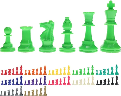 WE Games - Piezas de ajedrez Staunton de plástico brillante en color con rey de 3.75 pulgadas - Juego de ajedrez de mitad de piezas solamente, color