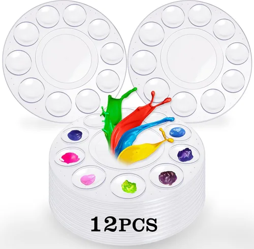 Miniatura 9 de Hulameda - 28 paletas de bandeja de pintura de plástico para niños para poner cupcakes y pintura artística 28 piezas