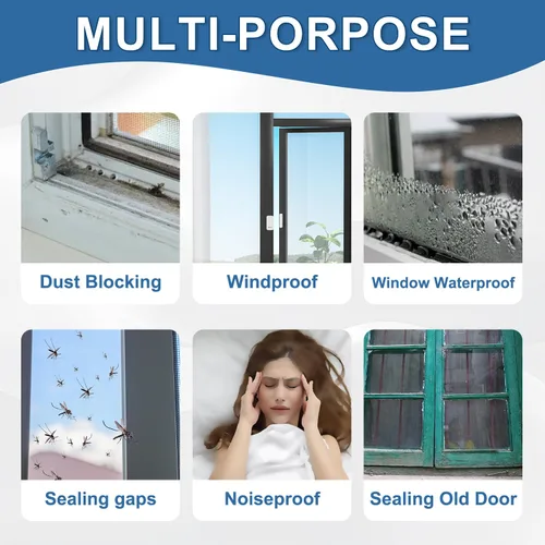 Miniatura 6 de Cinta transparente para sellado de ventanas 5 cm x 20 m, resistente a la intemperie, para aislamiento de corrientes de aire, sin residuos, adhesiva