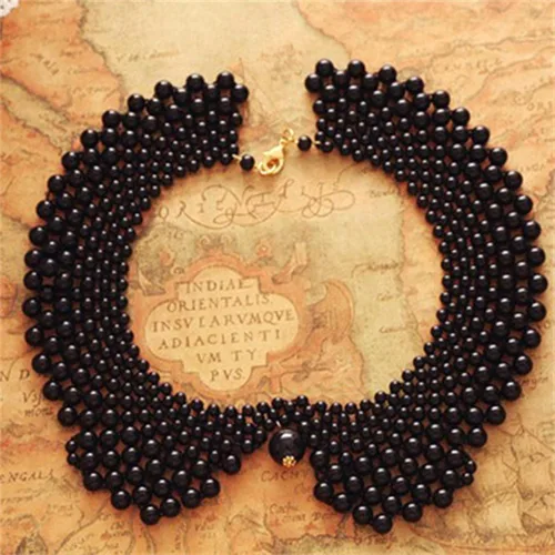 Miniatura 2 de 2 piezas de collar falso de perlas hechas a mano con lazo de burbujas para mujer, collar de cuentas desmontables, blusa de perlas falsa para niñas
