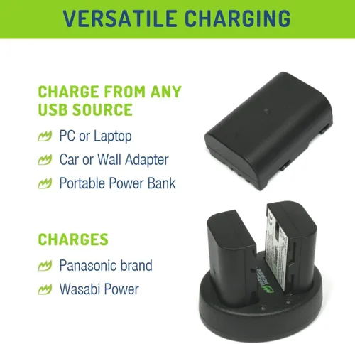 Miniatura 3 de Wasabi Power Cargador de batería USB dual para Panasonic DMW-BLF19