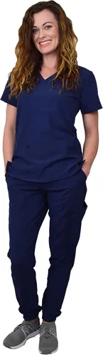 Green Town Conjunto médico de enfermería GT 4FLEX para mujer, camiseta y pantalón, colores sólidos y estampados