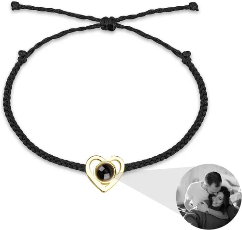 Miniatura 15 de JINLIN Pulseras de proyección personalizadas, pulseras de fotos personalizadas para mujeres y hombres, pulsera con texto en inglés "I Love You