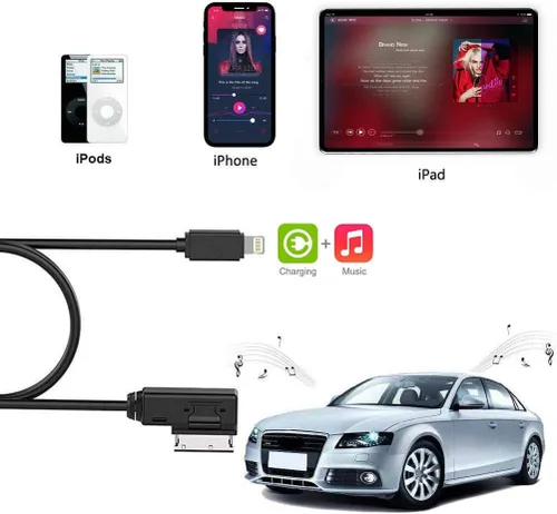 Miniatura 3 de Wahbite AMI MMI MDI - Cable adaptador de interfaz auxiliar para iPhone 13 12 11 Xs Max XR X 8 7 6 compatible con Audi A3/A4/A5/A6/A8/S4/S6/S8/TT