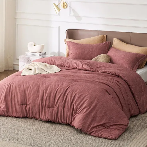 Miniatura 31 de Bedsure Juego de edredón Twin/Twin XL, ropa de cama suave beige para todas las estaciones, juego de cama teñido catiónico, 2 piezas, 1 edredón