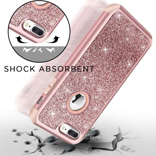 Miniatura 2 de Hython Designed for iPhone 8 Plus, iPhone 7 Plus Case, Heavy Duty Defender con brillantina, carcasa rígida híbrida, a prueba de golpes, goma