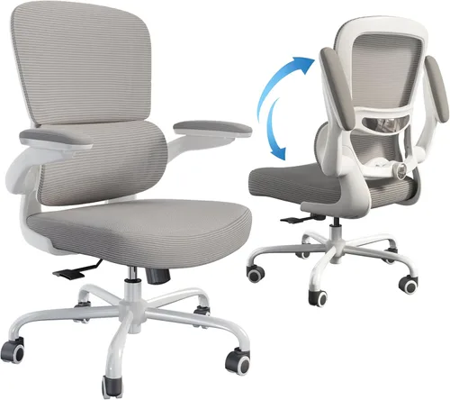 Miniatura 9 de TRALT Silla ergonómica de oficina, silla de escritorio con soporte lumbar ajustable, silla de computadora cómoda de malla con reposabrazos Gris