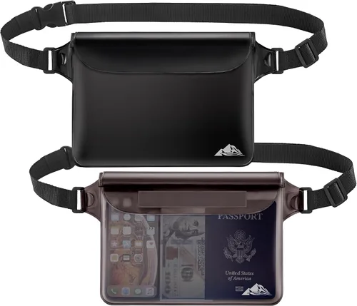 HEETA Bolsa impermeable, sensible a la pantalla táctil, bolsa impermeable negra y gris con 5 bolsas secas transparentes impermeables