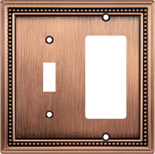 Miniatura 126 de Henne Bery Sunken Pearls - Placa de pared decorativa resistente para interruptor, cubierta para tomacorrientes (doble dúplex, níquel satinado)