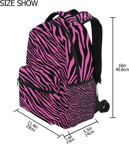Miniatura 2 de Fisyme Mochila para computadora portátil con estampado de cebra rosa, mochila para libros, viajes informales, senderismo, computadoras portátiles