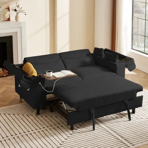 Miniatura 27 de Auvsoce - Sofá cama biplaza de 65 pulgadas, sofá convertible para sala de estar, sofá para RV con respaldo ajustable, chaise longue, mesa lateral