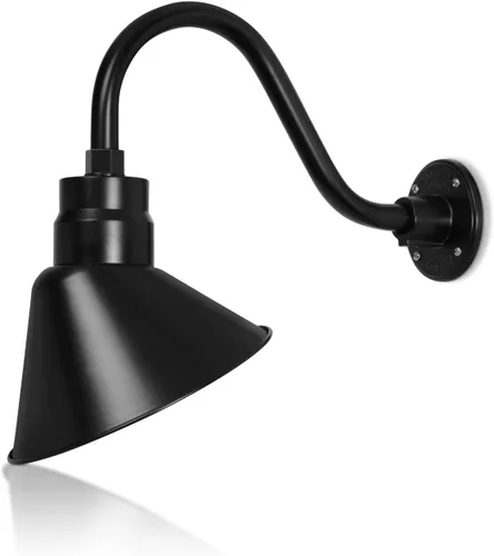 Miniatura 23 de Lámpara de señal de cuello de cisne con pantalla angular negra satinada de 10 pulgadas con brazo de extensión largo de 22 pulgadas, aplique de pared