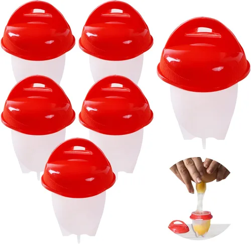 6 piezas de olla de huevos, caldera de huevo antiadherente de silicona, tazas para cocinar huevos sin cáscara, huevo escalfado rápido para desayuno