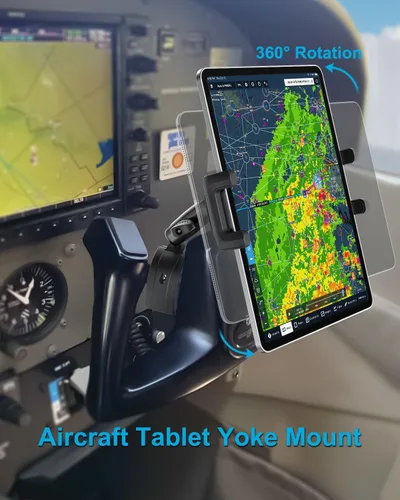 Miniatura 7 de Soporte de yugo para tableta, soporte de abrazadera de yugo para iPad para aviones, brazo de metal ajustable de 360° entrenador de aviación soporte