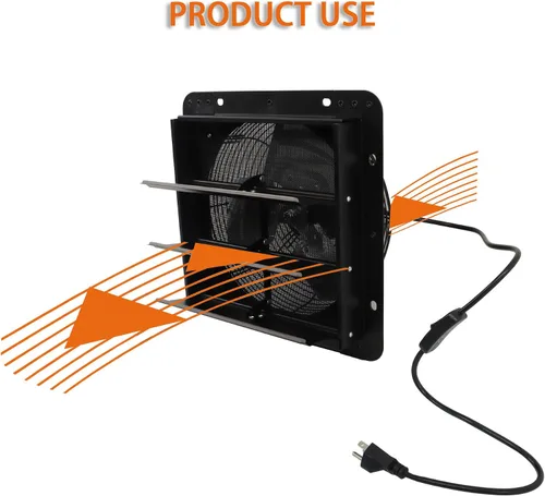 Miniatura 5 de HOSTIC Persiana de aluminio de 10 pulgadas con ventilador montado en la pared, adecuado para sótano, invernadero, cobertizo, ático, garaje