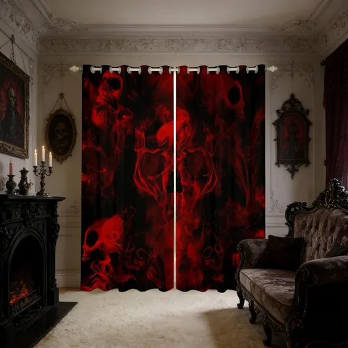 Miniatura 32 de Cortinas opacas de damasco negro para adultos, 30-50 % cortinas barrocas victorianas antiguas de 38 pulgadas de ancho x 54 pulgadas de largo, Multi