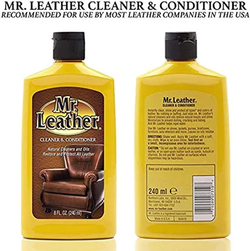 Miniatura 2 de MR. LEATHER Limpiador y acondicionador de cuero para automóviles, tapicería, equipaje de cuero y bolsas (paquete de 2)