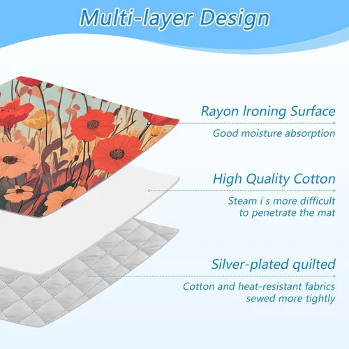 Miniatura 4 de Tapete de planchado portátil con diseño de flores de amapola otoñal, manta con soporte de silicona para planchar para mesa, viajes, resistente al