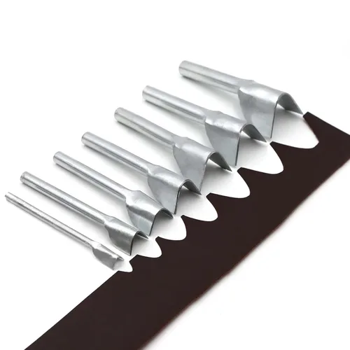Miniatura 5 de 7 herramientas de corte de cuero para manualidades en forma de V, herramientas de corte para cinturón, cartera, bolsa con 7 tamaños