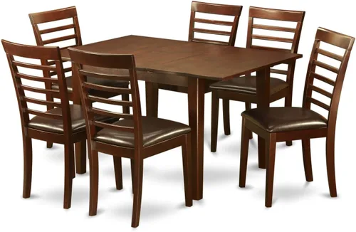 Miniatura 12 de East West Furniture PSML6D-MAH-W - Juego de mesa de comedor moderno de 6 piezas que contiene una mesa rectangular de madera con hoja de mariposa y 4