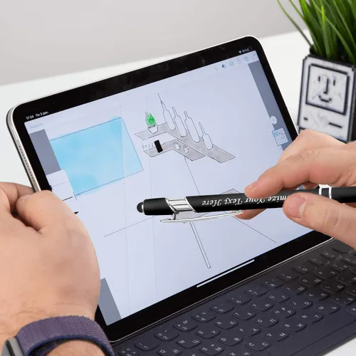Miniatura 5 de Bolígrafos personalizados con punta de lápiz digital, bolígrafos grabados personalizados, bolígrafo de bola de tacto suave, bolígrafos con nombre
