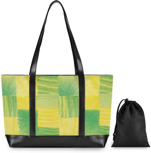 Miniatura 4 de Irregular Tie-dye in Yellowish-green Sturdy 14 inch laptop bag with zipper work tote bags for women for yoga with lunch maletin ejecutivo para mujer