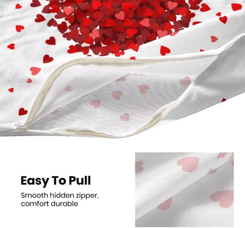 Miniatura 5 de AEIOAE Juego de 2 fundas de almohada de San Valentín de 16 x 16 pulgadas, almohadas de corazón rojo de amor de algodón para decoración del día