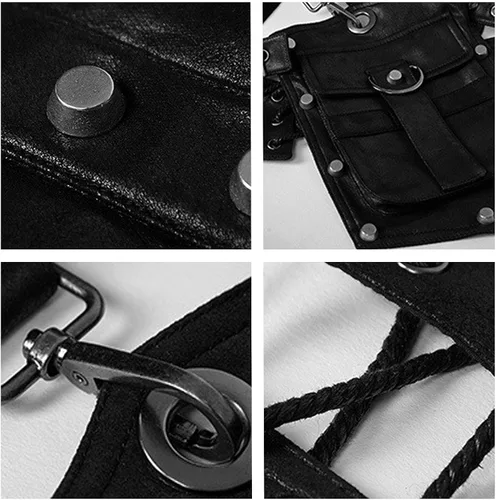 Miniatura 7 de gzqirun Cinturón para hombre con arnés de pecho Steampunk de cuero PU armaduras de hombro soldado gótico mujer Moto y brazo bolsa hombres