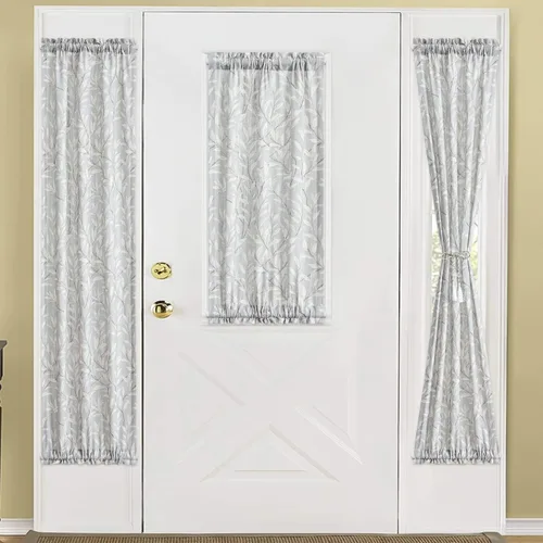 Miniatura 2 de VOGOL Cortinas de lino texturizadas para puerta, suaves, ligeras, decorativas, para puerta delantera, con bolsillo para barra, panel de ventana
