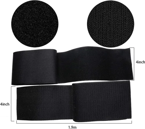 Miniatura 2 de Mini Skater Tiras de cierre de gancho negro de 4 pulgadas de ancho para coser, cinta adhesiva de tela de nailon no adhesiva para bolsos, ropa