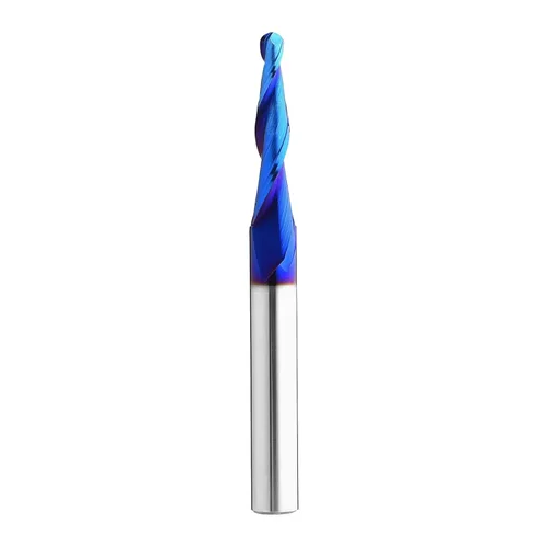 Miniatura 9 de 2 piezas de punta de bola de 1 grado cortador fresadora CNC fresadora espiral herramienta de fresado con revestimiento azul nano 1/8 diámetro