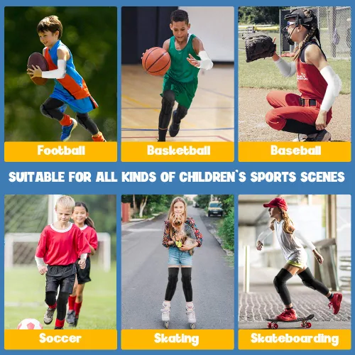 Miniatura 4 de AceList Rodilleras/Guantes de compresión para niños/jóvenes de 5-15 años, protectores de rodilla y codo de nido de abeja para deportes