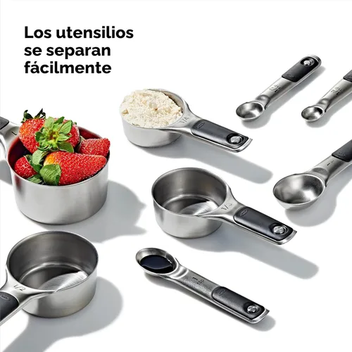 Miniatura 6 de OXO Good Grips - Juego de 8 tazas y cucharas medidoras de acero inoxidable, 4 tazas y 4 cucharas