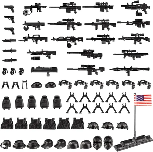 Miniatura 10 de Paquete de armas militares, 24 piezas de accesorios del Reino Unido, kits de juguetes, equipo del ejército, armas de la Segunda Guerra Mundial
