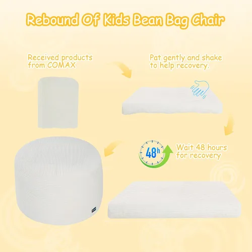 Miniatura 9 de COMAX Silla Puf para Niños que se Convierte en Cama Puf, Silla Puf de Pana para Niños y Niñas para Dormir, Pufs Perezosos para Niños con Relleno