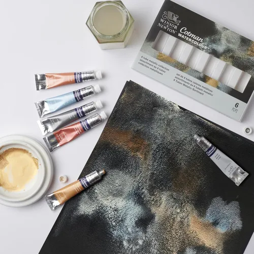 Miniatura 2 de Winsor & Newton Cotman - Juego de pintura para acuarelas, 6 colores metálicos, tubos de 8 ml (0,27 oz)