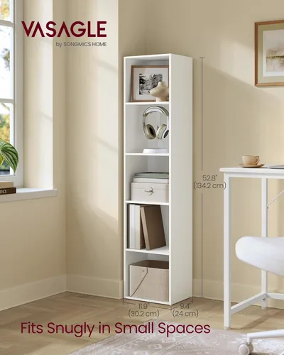 Miniatura 2 de VASAGLE Colección Custos - Estantería, librero de 5 niveles, estante para libros, estante de almacenamiento abierto, 9.4 x 11.9 x 52.8 pulgadas