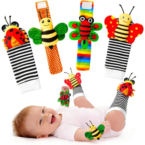Miniatura 8 de Juguetes de sonajeros para bebés de 0 a 6 meses – Juguetes para bebés de 0 a 3 meses de edad, conjunto de regalos con dentición y calcetines