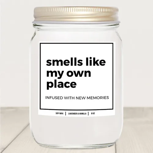 Miniatura 5 de YouNique Designs Smells Like My Own Place - Vela de 8 onzas, velas de inauguración de la casa, regalos de inauguración de la casa para regalos