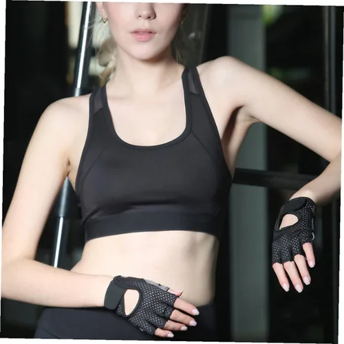 Miniatura 3 de Women Sports Half Finger Training Gloves with Anti-Slip Silicone Palm Breathable Sweat-Absorbing Fitness Gloves for Weightlifting and Dumbbell