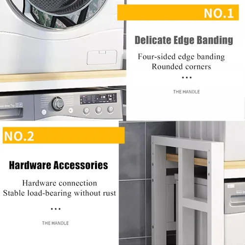 Miniatura 6 de Estante grueso para lavadora con estante ajustable, estante de almacenamiento apilable que ahorra espacio, soporte apilable para lavadora y secadora