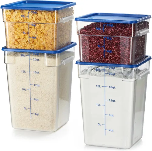Miniatura 23 de CURTA Paquete de 4 recipientes de almacenamiento de alimentos con tapa roja - Grado comercial NSF en 5.7 L - Cuadrado, transparente, policarbonato