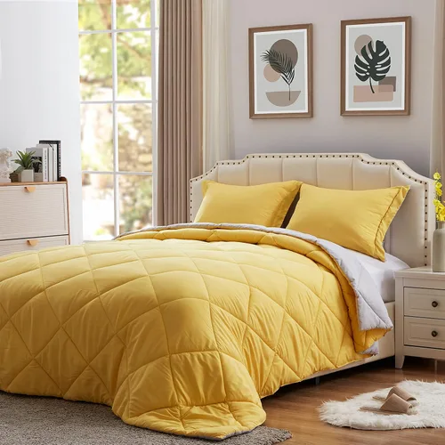 Miniatura 16 de NexHome - Juego de edredón individual Sage & Beige, juego de edredón reversible de 2 piezas, ligero, de plumón alternativo, juego de ropa de cama