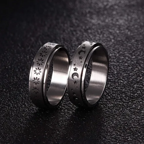 Miniatura 7 de SAILIMUE 4689 piezas de anillos de ansiedad para mujeres y hombres, anillo giratorio de acero inoxidable para la ansiedad, cuentas de flores, sol