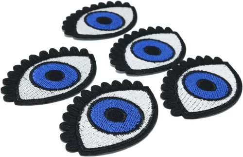 Miniatura 5 de Parche bordado de ojo azul FMHXG 10 piezas de ojos azules para coser en parches bordados, insignia para ropa, accesorios de ropa, parche