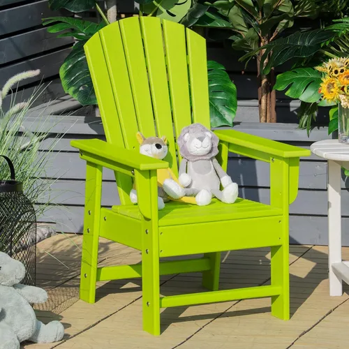 Giantex Silla Adirondack para Niños, Silla de Patio de Césped de HDPE con Respaldo Ergonómico para Terraza, Porche, Patio Trasero, Junto a la
