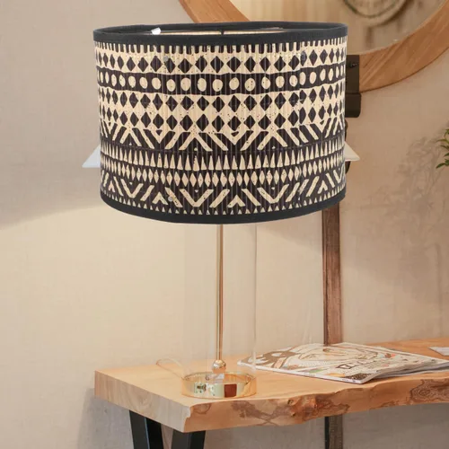 Miniatura 8 de DOITOOL Pantalla de lámpara de bambú bohemia de 12 pulgadas, repuesto de cubierta de tambor impresa para lámparas de mesa, lámpara de piso