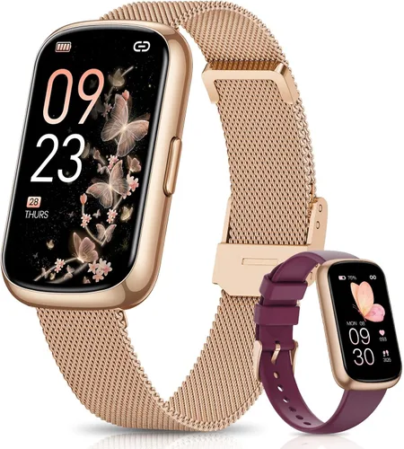 Relojes de fitness para mujer, rastreador de actividad física con monitor de frecuencia cardíacaSpO2, relojes inteligentes para mujeres con