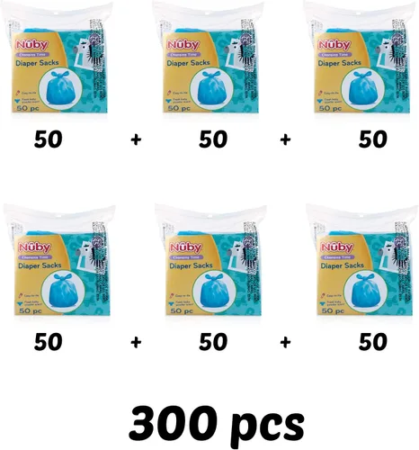 Miniatura 7 de Nuby Bolsas desechables del pañal, aroma de polvo de bebé fresco, 6 paquetes (50 cuentas de cada paquete), 300 cuentas